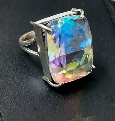 Natural Aurora Mystic Topaz Handmade 925 Sterling Silver Ring Sz 8 US Gift • $39.99