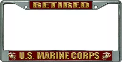 U.S. Marine Corps Retired Chrome License Plate Frame • $22