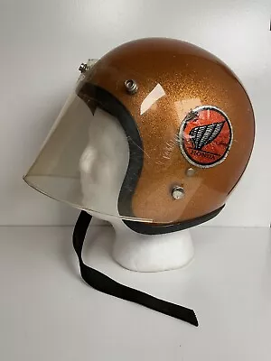 Vintage Honda Gold Glitter Motorcycle Helmet Open Face • $199.99