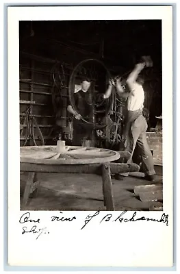Mankato Minnesota Postcard RPPC Photo Woodworking Shop Blacksmith Carpentry #2 • $129.95