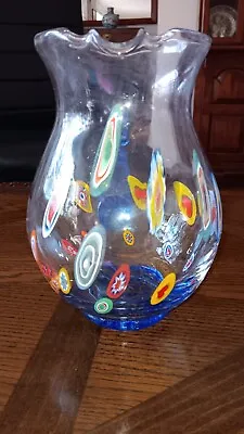 MILLEFIORI Hearts Clear Art Glass Pitcher Jug • $40