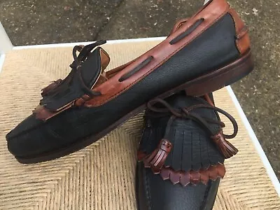 H.S. TRASK Black Creel Kiltie Tassel Loafers Genuine Leather Men’s Size 12M • $13