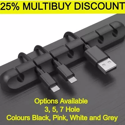 Cable Holder Ties Management Clips Tidy Lead Desk Charger Wire USB Organizer UK • £2.49