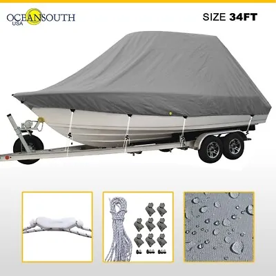 Oceansouth Trailerable Waterproof Cover For T-Top Fishing Boat 33'7  - 34'6  • $475.59