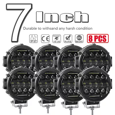 8pcs 7inch LED Work Light Bar DRL Round Driving Fog Headlight Truck Off Road US • $169.19