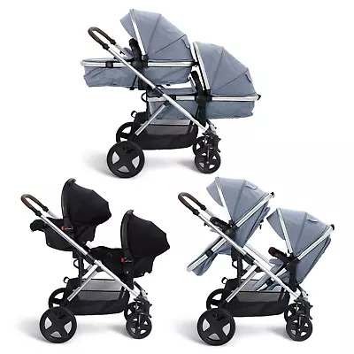 £719.95 • Buy Double Pram Travel System Stroller Pushchair Carry Cot Twin Baby Elegance UK