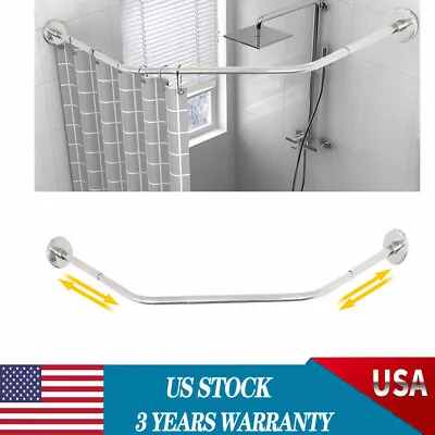 Shower Curtain Rod Wall Mounted L Shaped Bathroom Corner Shower Curtain Rod Rack • $50