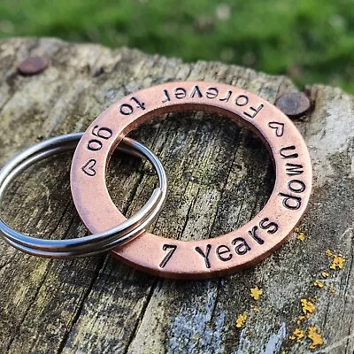 7 Years Down Forever To Go Copper 7th Anniversary Keychain Gift Personalised  • £12.99