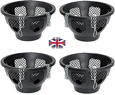 4 Pack-12  BLACK BASKETS W/CHAIN FOR PLANTS FLOWERS HANGING GARDEN OUTDOOR • £15.99