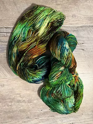 Hand Painted Yarn Peacock Colorway Indie Dyed Sock Yarn Knitting Gift Luxury • $28.99