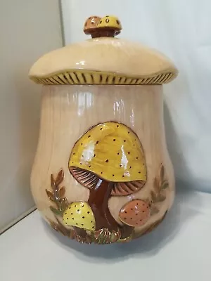 Vintage ~ Mushroom Canister/ Cookie Jar ~ Ceramic ~ Arnels ~ 70’s ~ 10.5  X 7 W • $18.88