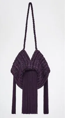 Bnwt Zara Purple Woven Bucket Bag With Fringe Nwt • £66.49