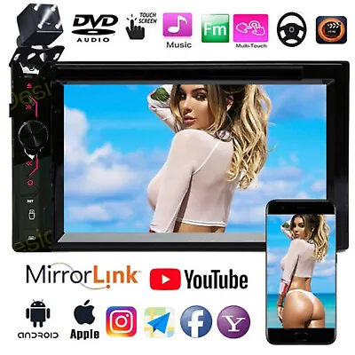 Double DIN DVD/CD Player Car Stereo Bluetooth FM Radio Mirrorlink For GPS+Camera • $113.28