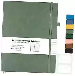 Lined Journal Notebook 8.5  X 11  Hardcover Leather A4 Wide Ruled Light Green • $32.06