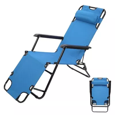 Folding Reclining Chair Outdoor Patio Chaise Lounge Beach Chair Camping Cot US • $53.99
