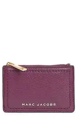 $76.49 • Buy NWT Marc Jacobs The Groove Top Zip Leather Coin Purse Prune Pebbled Leather