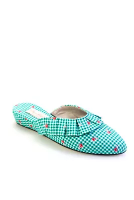 Olivia Morris At Home Womens Blossom Frill House Slippers 70s Gingham Floral S • $89.29