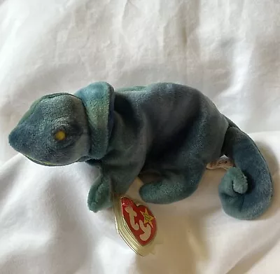 TY Beanie Baby Retired 1997 Chameleon Dark Green Rainbow PE #4037 Vintage • $9.99