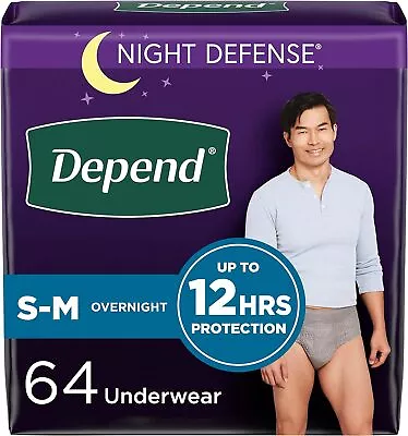 Depend Night Defense Adult Incontinence Underwear For Men Disposable S/M 64 • $55.96