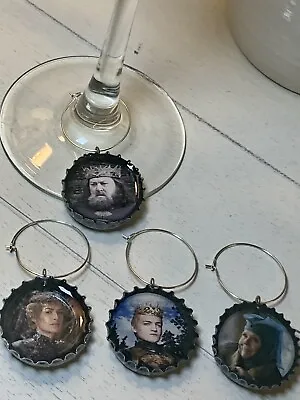 Limited Edition Crafted GAME OF THRONES Bottle Cap Wine Glass Stemware Charms • £7.71