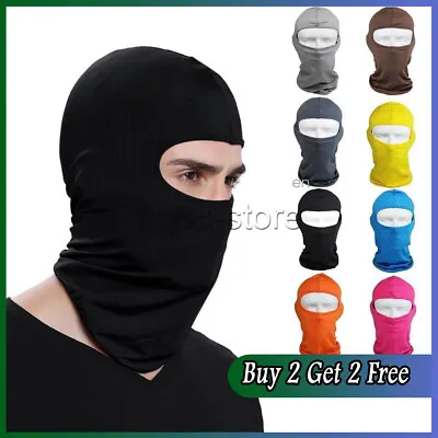 Black Balaclava Full Face Mask Men Women Cycling Ski Lycra Warm Neck Motor Bike • £2.89