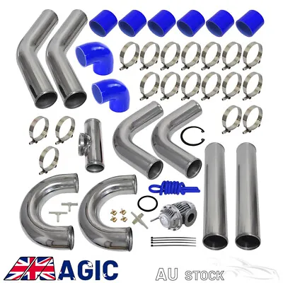 Universal 3.0  76mm Aluminum Intercooler Pipe + BOV Turbo Blow Off Valve Kit BL • $274.99