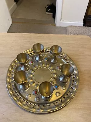 Vintage Brass Tray And 6 Miniature Goblets • £20