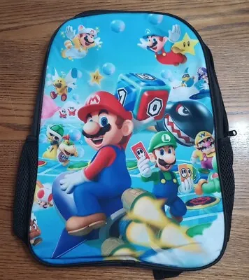 Super Mario Backpack New Full Size Black 16 X12  Backpack Book Bag 3 Piece  • $19.99