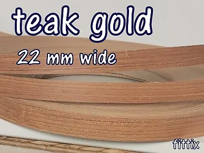 Melamine Pre Glued Iron On Edging Tape/Edge Banding 22mm Teak Gold • £1.10