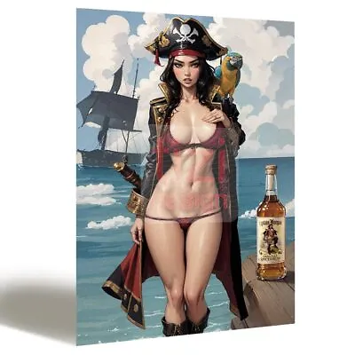 Tin Metal Aluminium Plaque | Poster | Canvas Sexy Pin-up Captain Morgan  27602 • £9.99