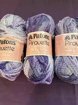 3 Skeins - Patons Pirouette Worsted Weight Novelty Yarn Color 82315 Lavender • $7.50