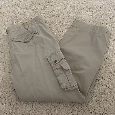 Eddie Bauer Ripstop Heritage Cargo Pants Khaki Hiking Drawstring Mens Sz 40x32 • $23.96