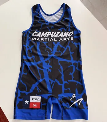 Mens Wrestling Singlet. Martial Arts. Blue And Black Size Small Spandex • $30