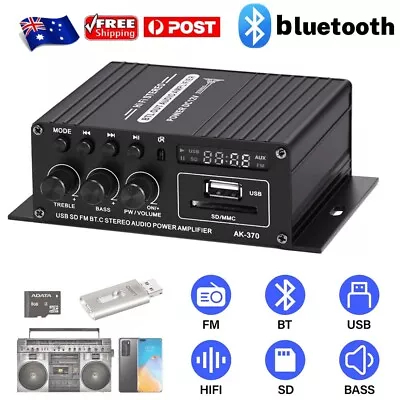 Mini 2 Channel Bluetooth HIFI Power Amplifier Audio Stereo Amp Home Car FM • $25.59