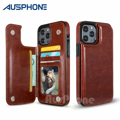 Leather Wallet Case Card Shockproof Cover For IPhone 15 14 13 12 11 Pro Max Plus • $12.45