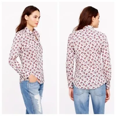 J. Crew Womens Shirt Size 00 Perfect Papaya Paisley Long Sleeve Style 04537 • $42.14