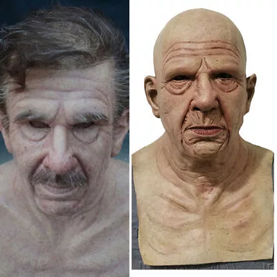Realistic Latex Old Man Face Mask - Halloween Disguise Cosplay Masks Fancy Dress • $22.89