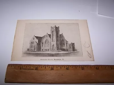 1918 METHODIST CHURCH Paper Illustration From A Book MOWEAQUA ILLINOIS • $15
