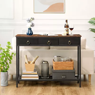 HOOBRO Console Table Hallway Table Sofa Table W/3 Non-woven Drawers Side Table • £49.99