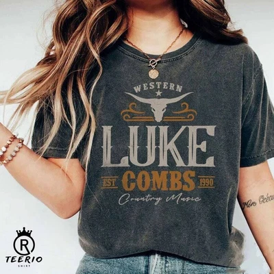 $29.95 • Buy Vintage Luke Combs EST 1990 T Shirt, Western Luke Combs Bullhead Tour 2023 Merch