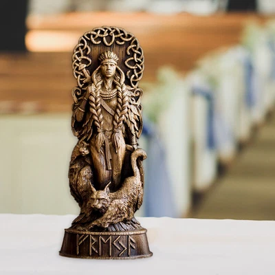 Freyja Statue Norse God Carving Altar Heathen Asatru'Viking God Goddes Sculpt St • £12.55