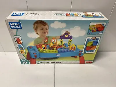 Baby Mega Bloks Build & Learn Builders Toy Buildable Blocks Table Blue • $89