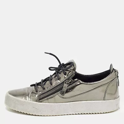 Giuseppe Zanotti Metallic Leather Double Zipper Low Top Sneakers Size 43 • $126