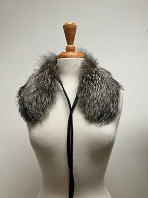 Coach Silver Fox Fur Scarf Collar Winter Stole With Ties 83189 $598 • $149.99