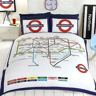 London Underground Tube Map Double Duvet Cover And Pillowcase Set Free P+p • £23.99