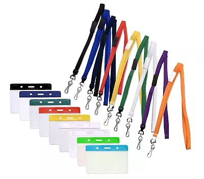 £2.68 • Buy Flexible ID Card Holder Pocket & Neck Strap Lanyard With Metal Clip - Free P&P