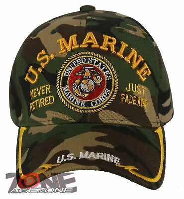 New! Us Marine Corps Usmc Never Retired Just Fade Away Cap Hat Green Camo • $12.95