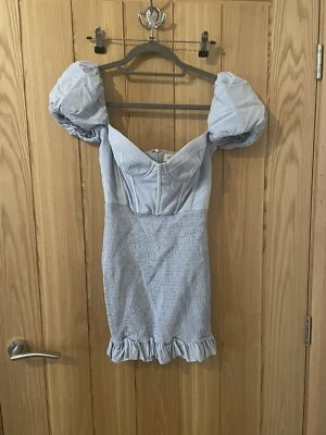 £6.99 • Buy Oh Polly Baby Blue Puff Sleeve Corset Dress Uk Size 8 