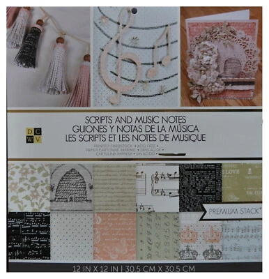 £5.95 • Buy DCWV 12  X 12  Scrapbooking Paper Cardstock SCRIPTS & MUSICAL NOTES 18 Sheets