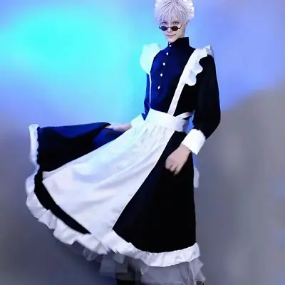 Women Maid Outfit Long Dress Apron Dress Lolita Dresses Men Clothes Unisex Cafe  • $44.59